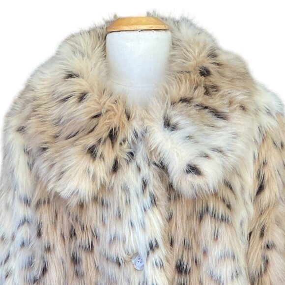 ASOS Faux Fur Coat in Cream and Brown - Picture 2 of 14